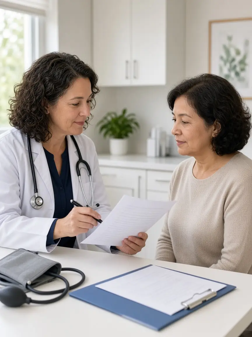 Clinician reviewing preventive screening results with a patient